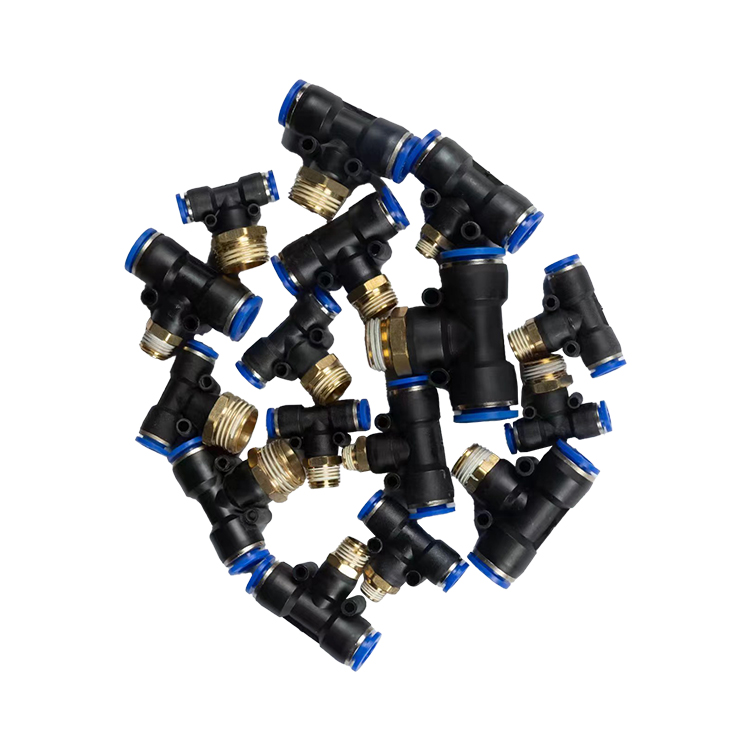 Pneumatic component plastic outer thread three-way PBT joint